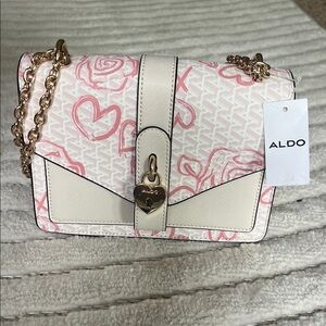 ALDO Heart-Embellished Pink and Cream Crossbody Bag